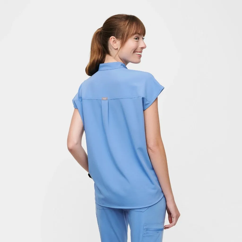 Figs Rafaela Oversized Scrub Top in Ceil Blue, Size X-Large - Image 7