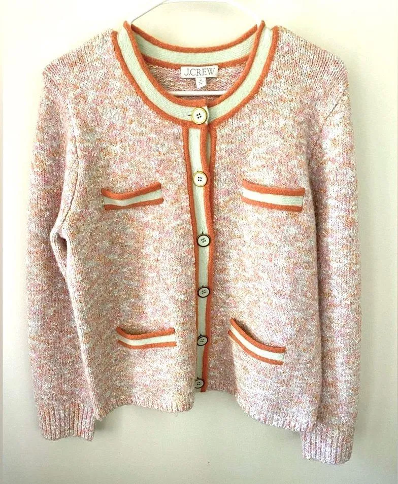 J.Crew NWOT  Marled Sweater Lady Jacket Cardigan Ice Pink - Image 2