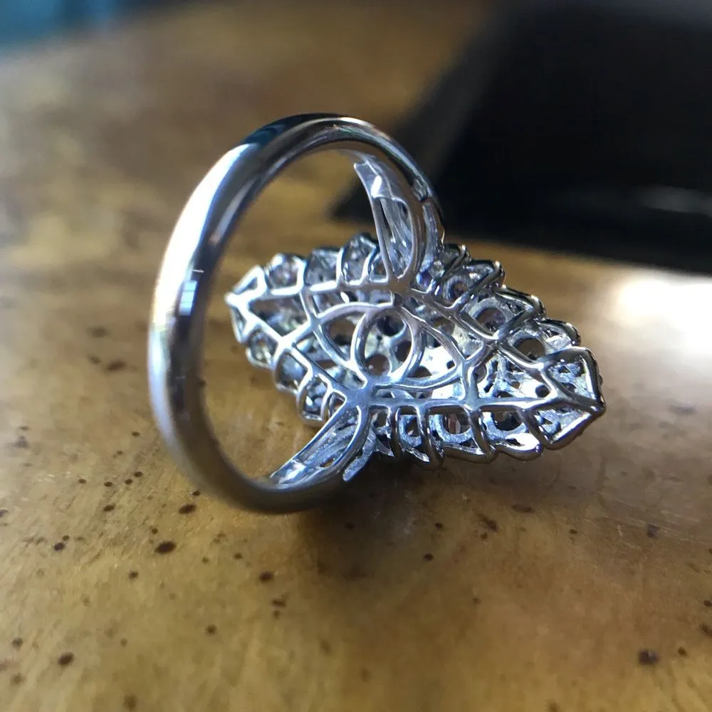 Natural Tanzanite Sterling Silver Cocktail Ring Size 7 Purple - Image 5