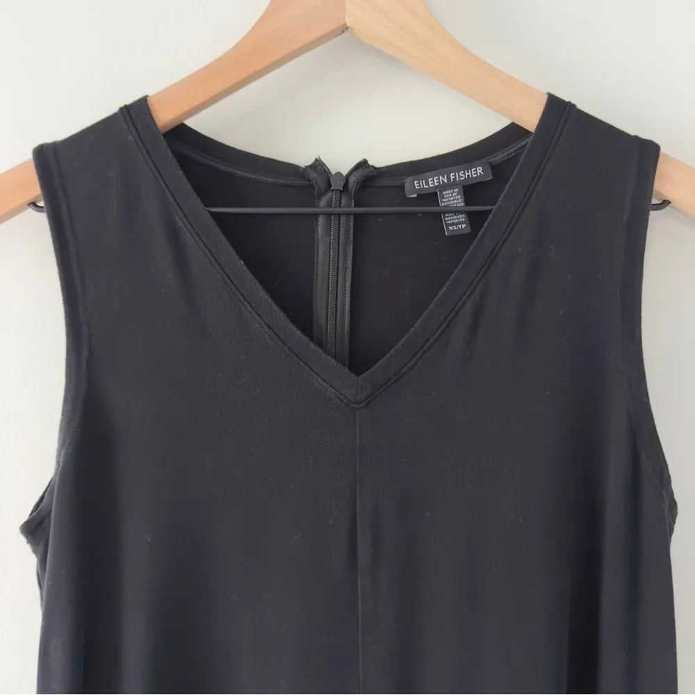 Eileen Fisher Tencel Lyocell Blend Wide Leg Jumpsuit v-neck zip up back zipper - Image 5