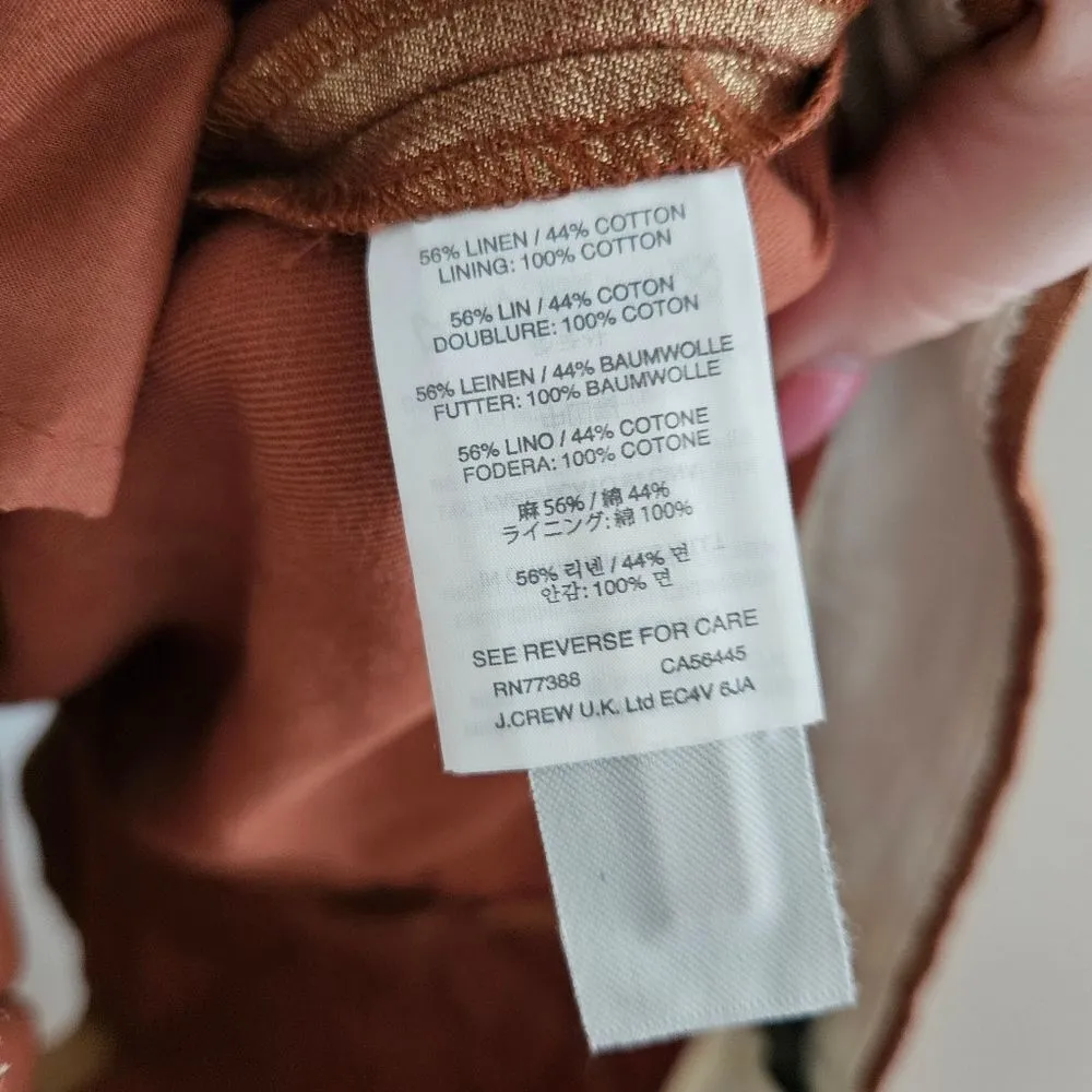 J.Crew Skort Metallic Gold Bronze Mini Casual Neutral Holiday Linen Cotton - Image 9