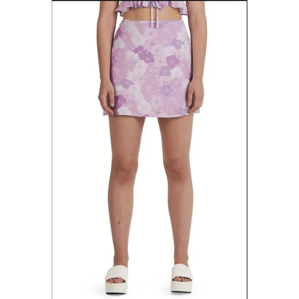 Charlie Holiday Anthropologie Lilac Floral‎ Phoebe Mini Skirt XS 2 - Image 4
