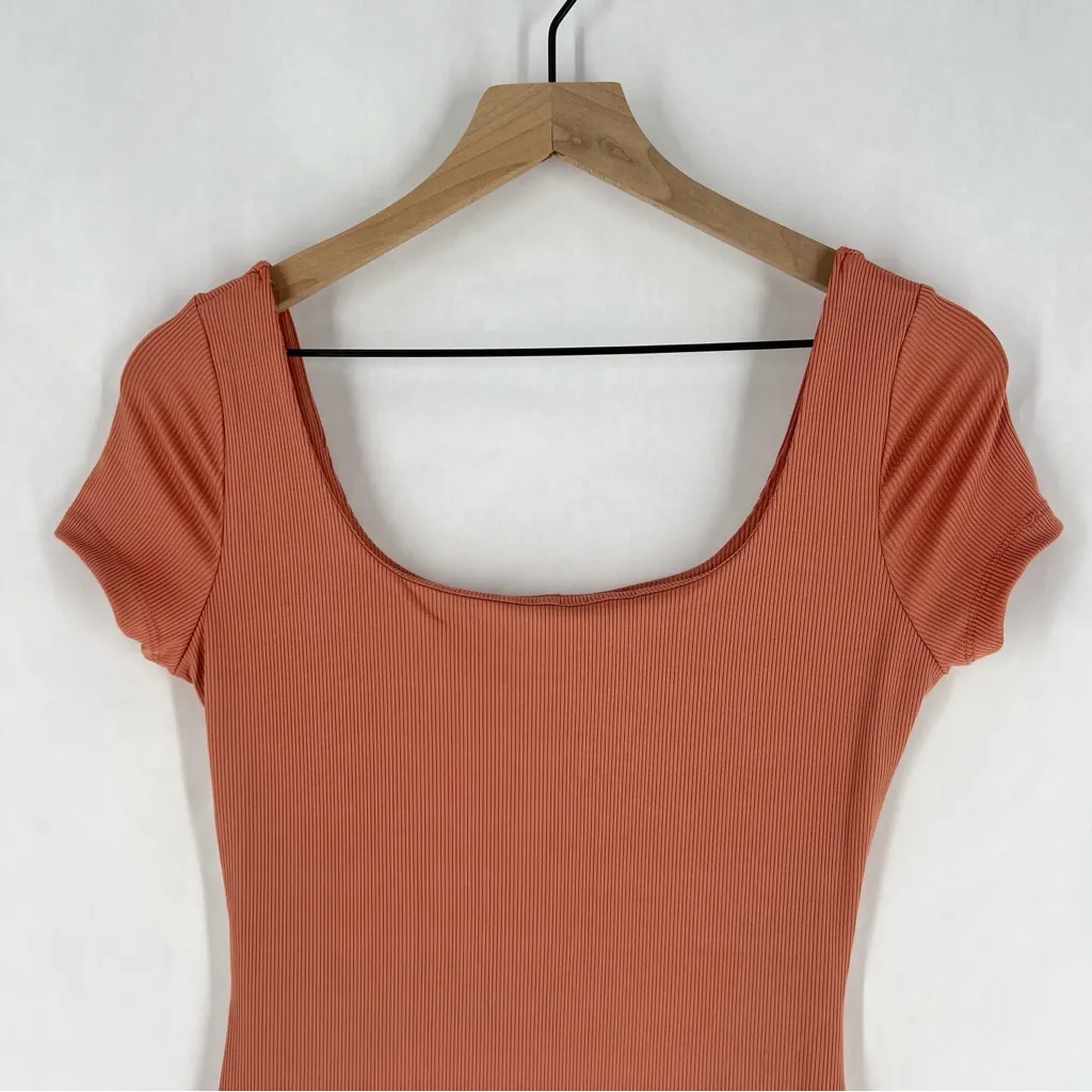 Haute Monde Blush Pink Stretch Ribbed Jersey Knit Side Slit Bodycon Maxi Dress‎ - Image 3