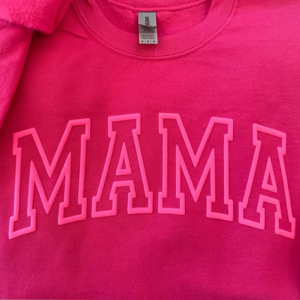 Puff Embossed Hot Pink Mama Crewneck Size L - Image 6