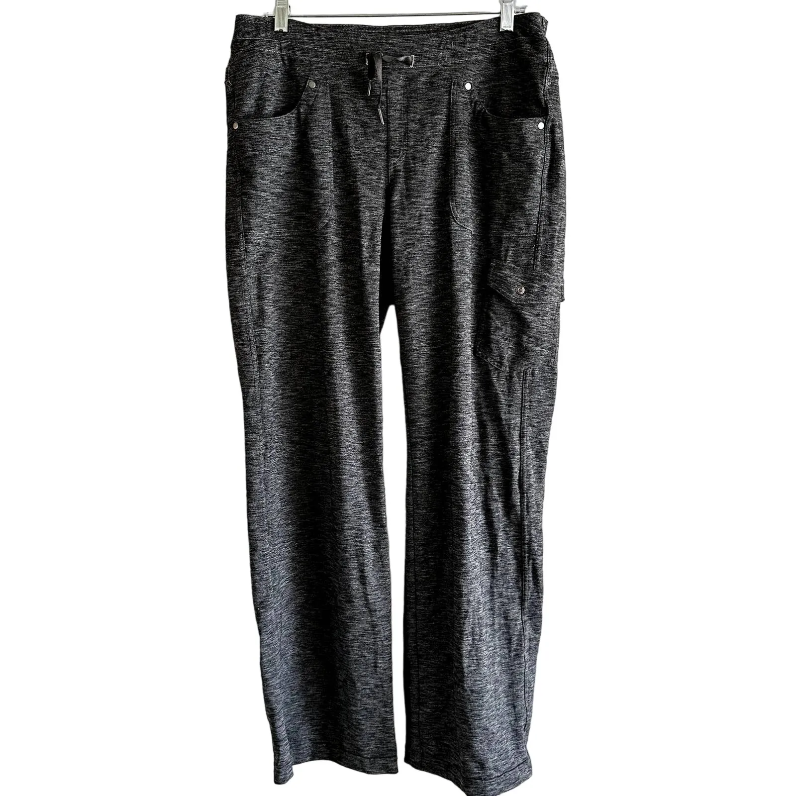 Kuhl Mova Wide Leg Sweatpants Drawstring Marled Pockets Nylon Dark Gray 12R 34" - Image 2