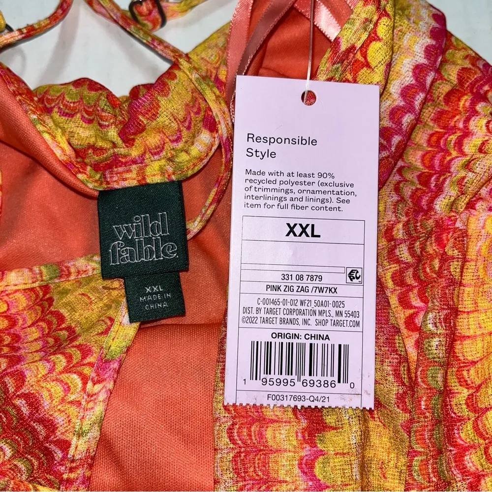 Orange Pink Ruched Ruffle Sleeveless Mini Dress Junior’s Size XXL - Image 7