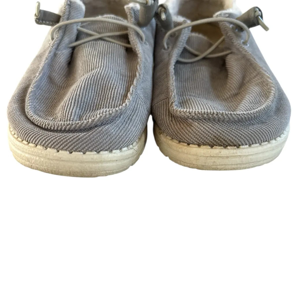 Hey Dude Wendy Comfort Corduroy Grey Faux Fur - Image 4