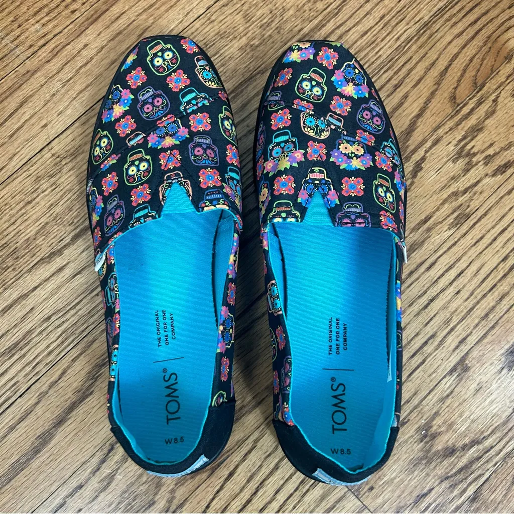 TOMS | Day Of The Dead Alpargata Cup Sole Slip On Glow In Dark Shoes Size 8.5 - Image 10