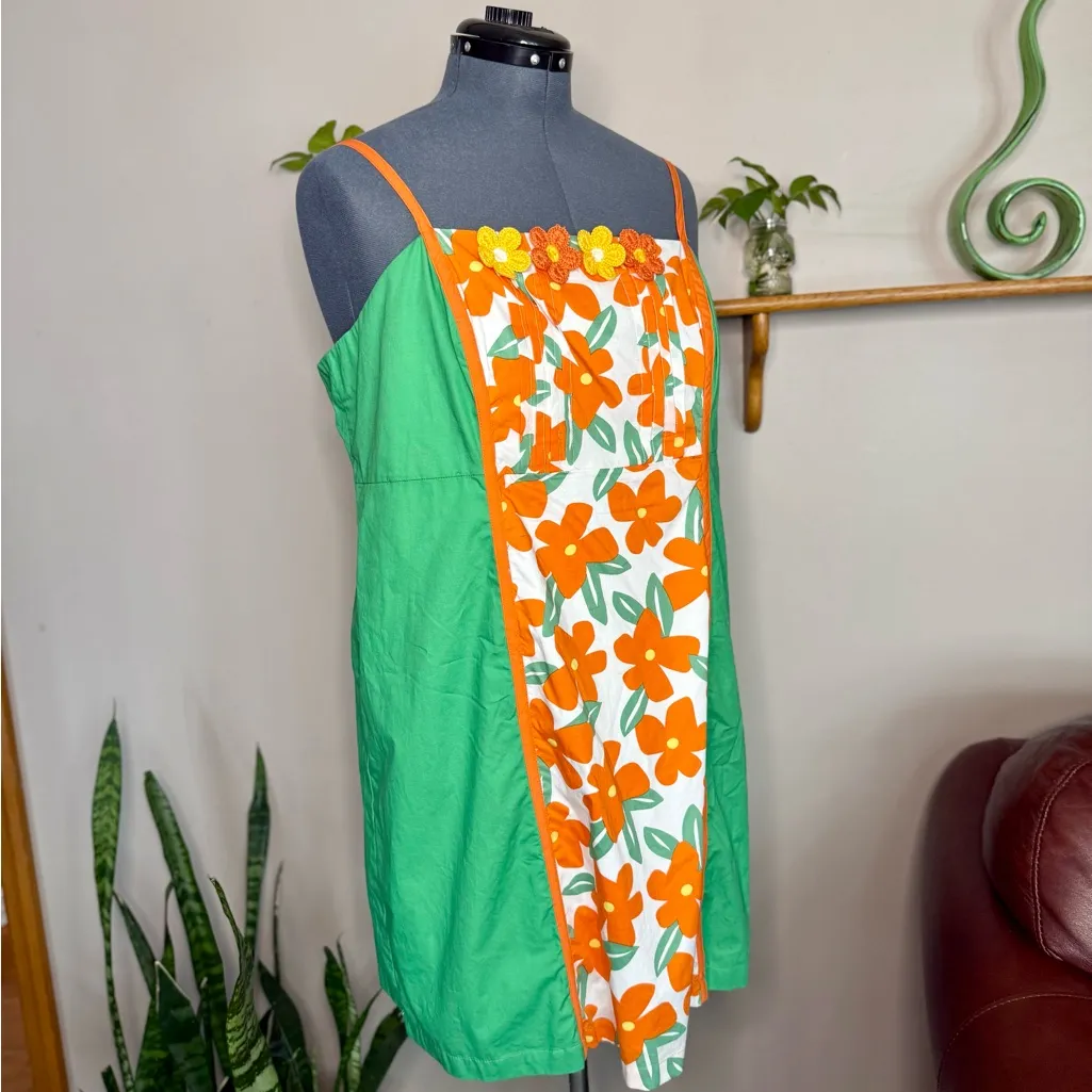 Smak Parlour Floral Green, Yellow, and Orange Dress with Flowers Women’s size 16 Green - Image 4