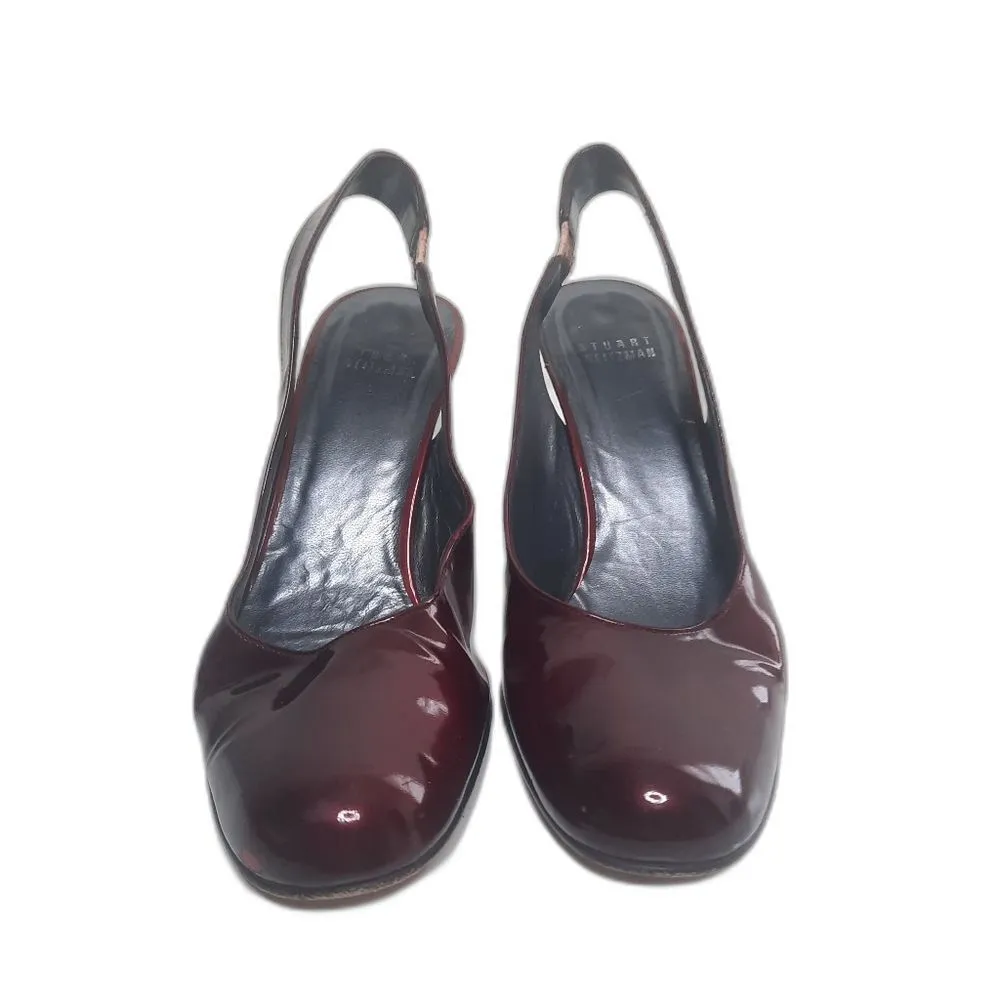 Cherry Red Slingback Mule Heels Patent Leather Size 7.5 - Image 3