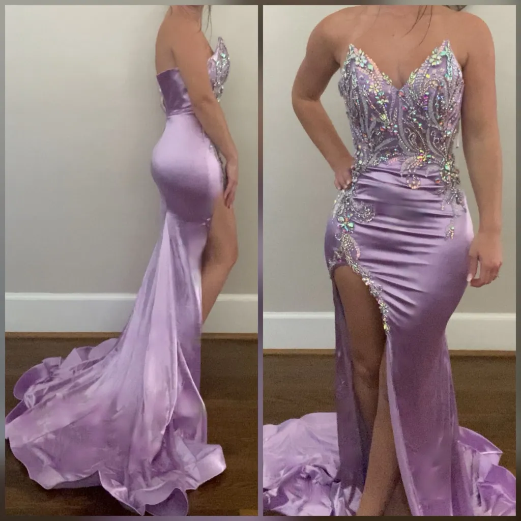 Purple sparkly tight fitting prom dress formal dress or pageant evening gown Size 2 - Image 2
