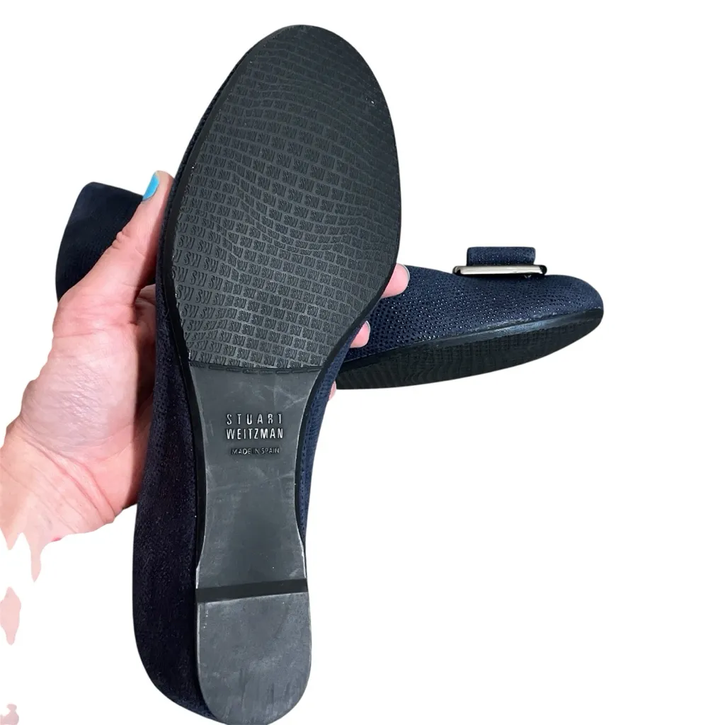 Stuart Weitzman Wedge Shoes Navy with buckle bow toe - Image 5