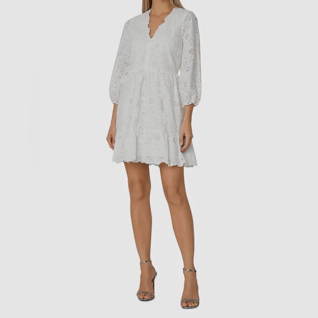 Milly Brielle Eyelet Dress in Ecru Size 6 - Image 3