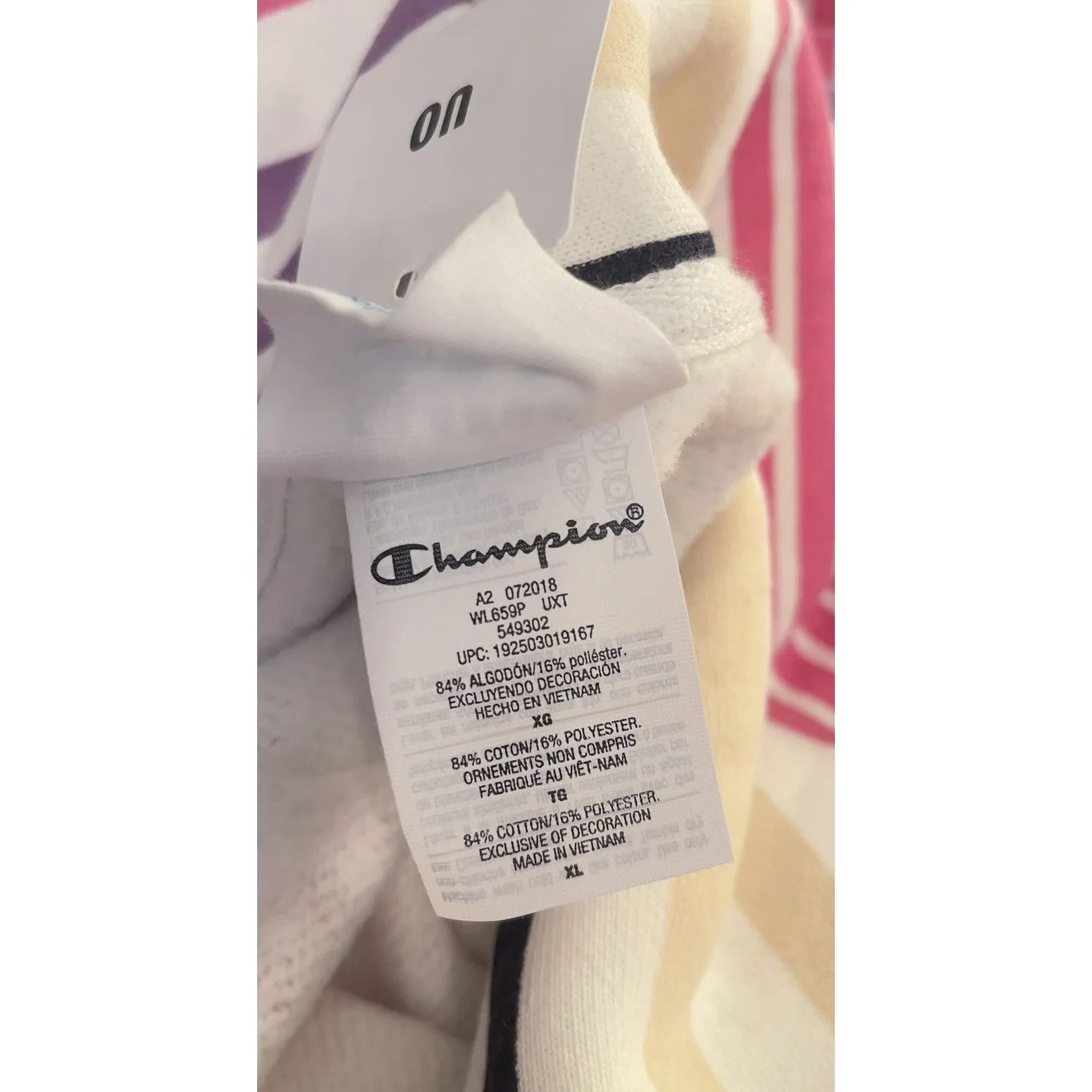 Champion Urban Outfitters Cotton Blend Crop Stripe Sweatshirt Hoodie Size XL NWT - Image 6