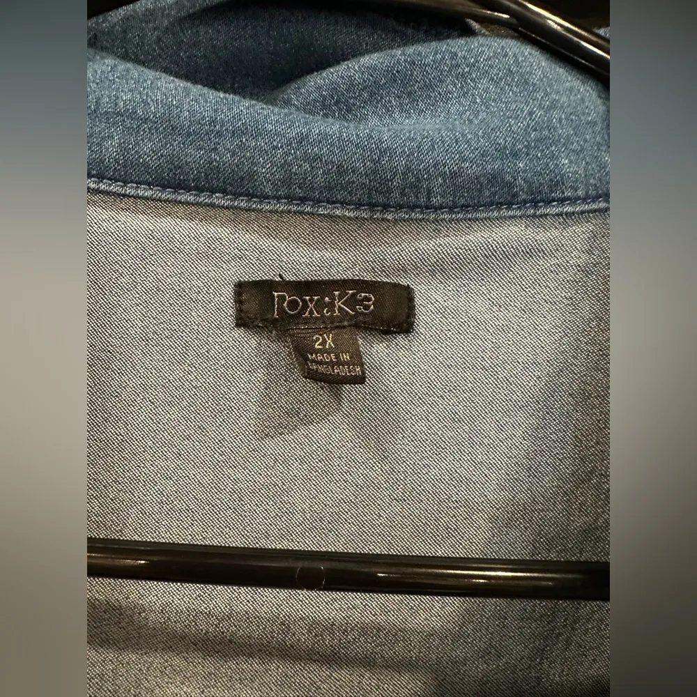 EUC POXIK 3 denim romper short sleeves Blue Size 2X - Image 4