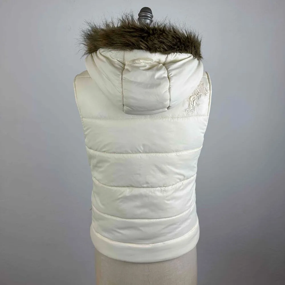Burton Ivory Sleeveless Hooded Button Up Puffer Vest Size Medium - Image 4