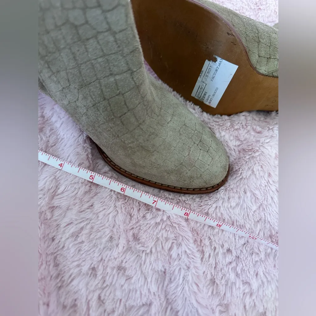 Joie Women’s Faux Snakeskin Suede Chunky Heeled Almond Toe Ankle Luxury Boots 6M - Image 9