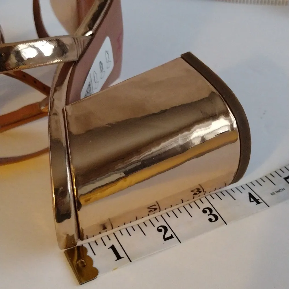 ASOS Design Rose Gold Block Heel Sandals Pink Size 8 - Image 6