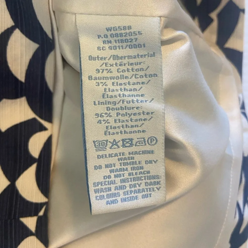 Boden Mod Pencil Skirt Navy White Abstract Fan Size 6 Regular Office Going Out Blue - Image 11