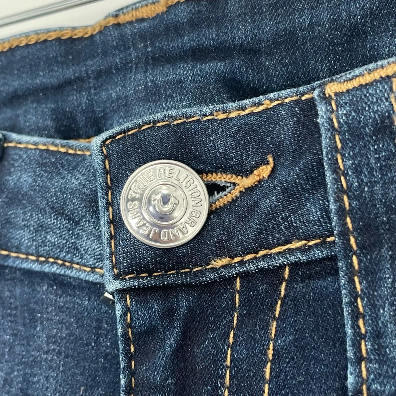 True Religion Womens Dark‎ Wash Frayed Hem Denim Cutoff Retro Shorts Size 25 - Image 3