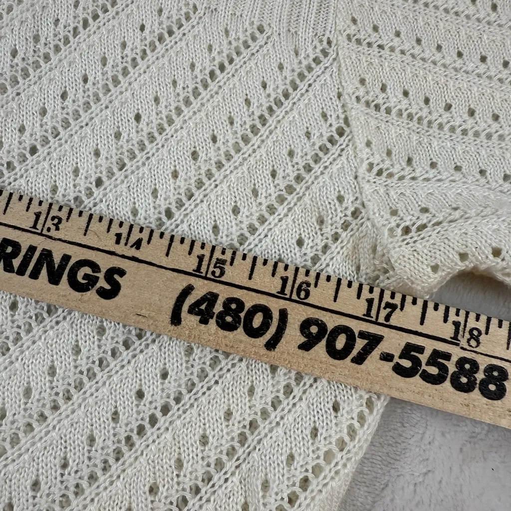 Requirements vtg y2k Ivory Knit Button-Up Cardigan short sleeve womens small - Image 11