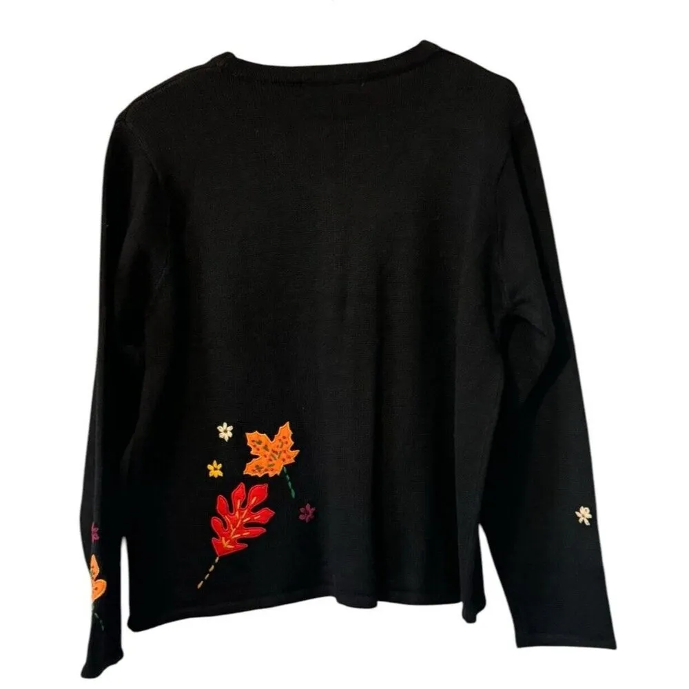 Arriviste Women Fall Autumn Art To Wear Cardigan Sweater Beads Leaves Size L NWT Size L - Image 2