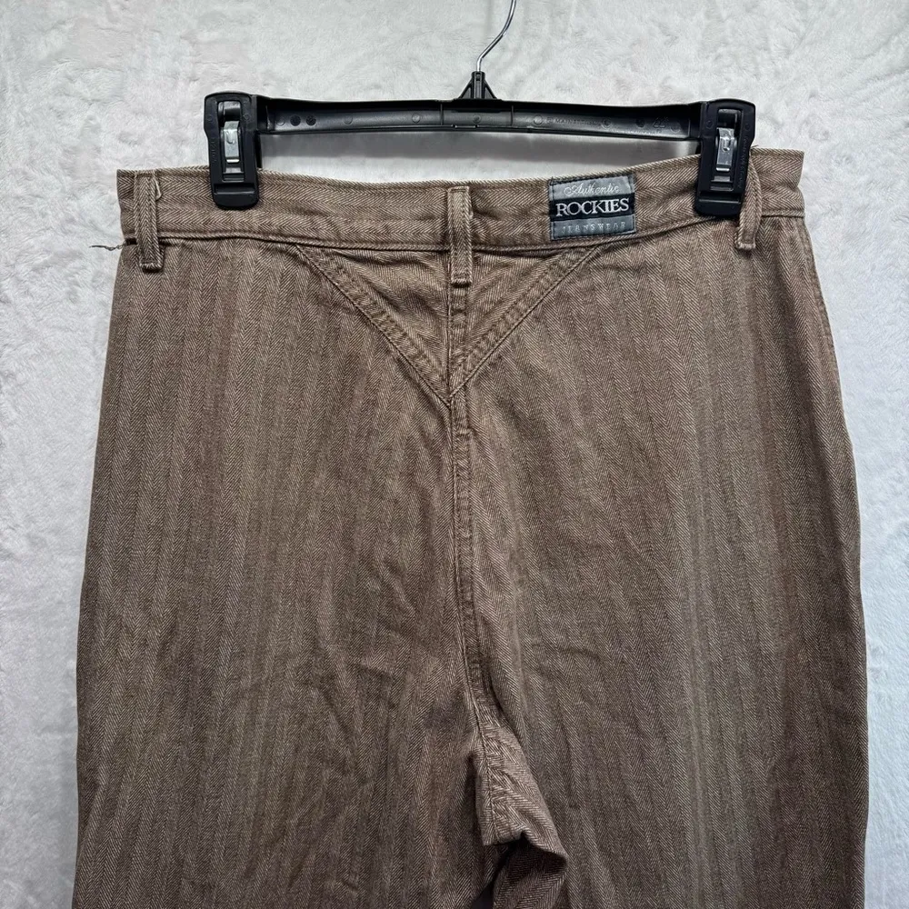 Vintage 80s 90s Y2K Rockies Jeanswear Brown Herringbone Bareback Denim Pants Size 12 - Image 3