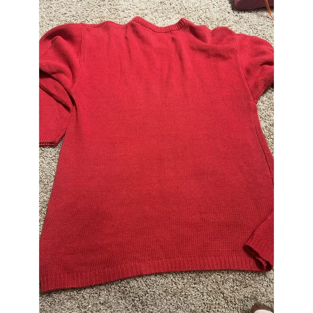 Victoria Harbour Ugly Christmas Sweater Medium Red Beaded Sequin Wreaths Vintage - Image 5