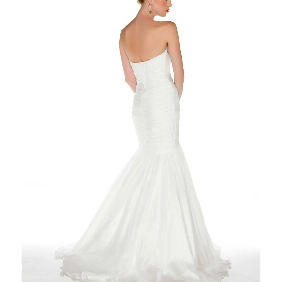 Mac Duggal Bustier Gown White Beaded Embellishments Size 10 NWT 64330 Wedding - Image 9