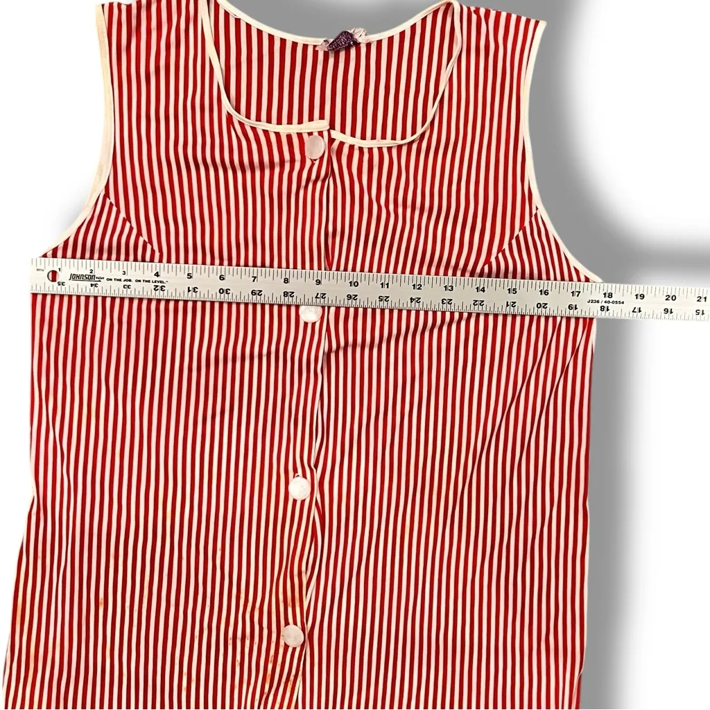 VTG Red White Stripes Print Capri Originals DRESS Shirt Style USA - Image 3