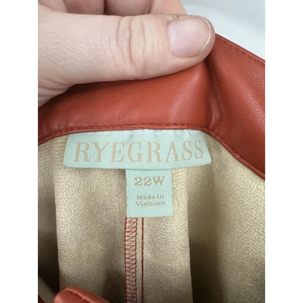 Ryegrass Faux Vegan Leather Skirt Women 22W Orange Pleated Western Bohemian NEW - Image 3