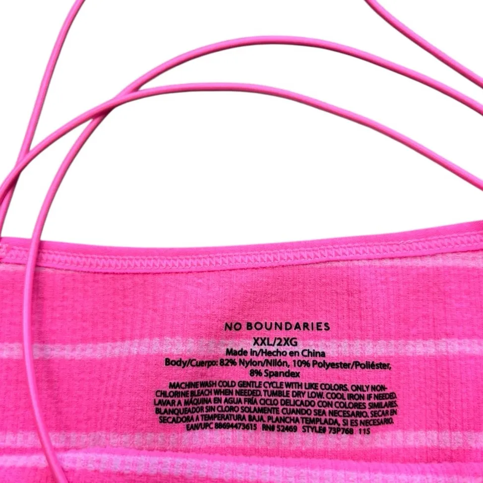 No Boundaries Women’s Striped Cami Tank Top Pink White Crisscross Back Size XXL - Image 6