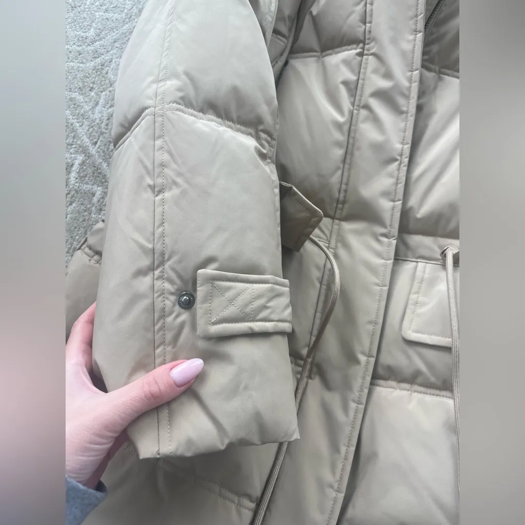 SALE! LIKE NEW  LUCKY BRAND SAND / TAN PUFFER JACKET WITH WAIST DRAWSTRING  M - Image 13