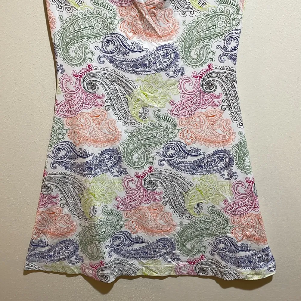 Title Nine Majestic White Multicolor Paisley Cowl Neck Athletic Dress Size XS - Image 4