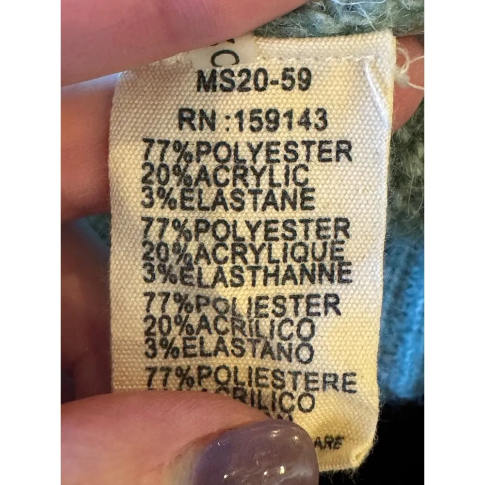 FRNCH Sweater Women Large Green Fuzzy Knit Puff Ballon Sleeve Crew Neck Pullover - Image 10