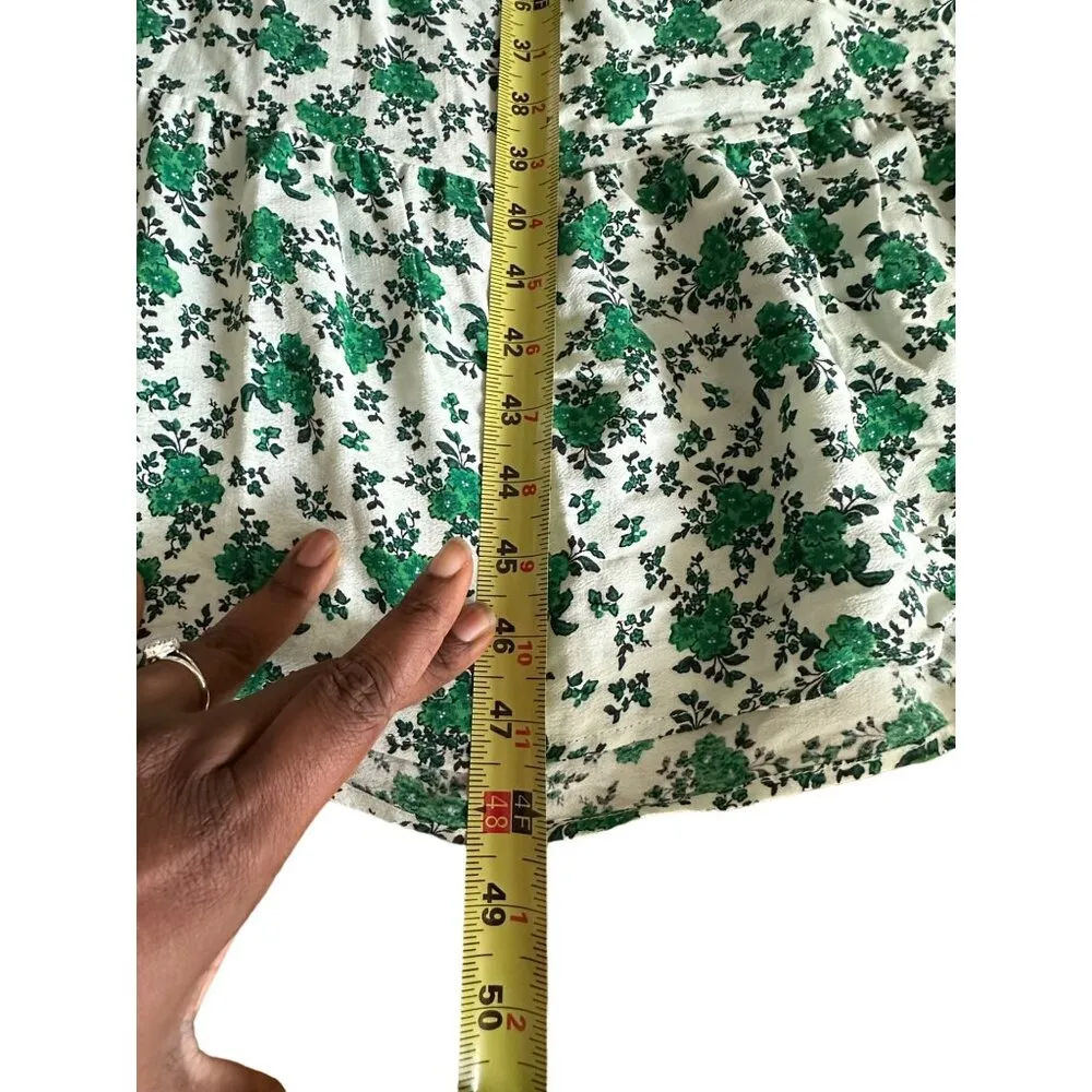 Zara Oyster Floral Print Maxi Prairie Boho Dress Green & White Blogger Favorite - Image 13