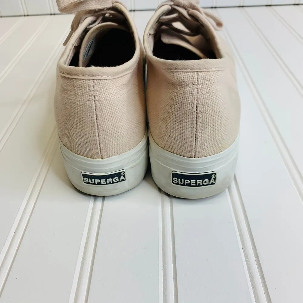 Superga Pink Canvas Platform Sneaker Sz 39.5 - Image 5
