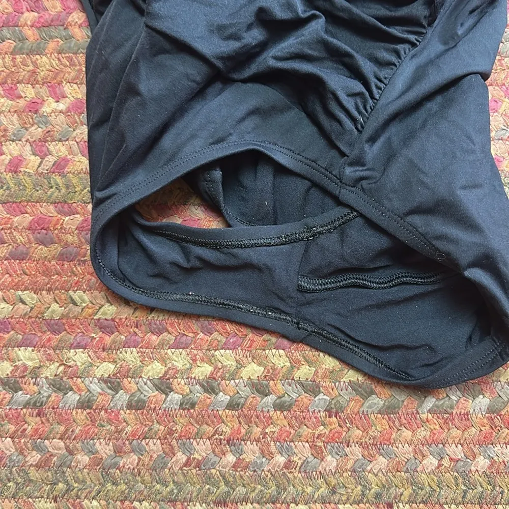 LA BLANCA BLACK RUCHED ONE PIECE MODEST BIKINI HALTER STRAPLESS - Image 4