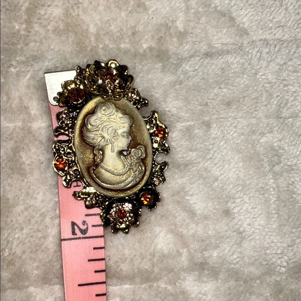 Vintage style 3d Cameo Brooch with Gold Accents - Image 5