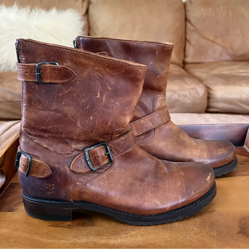FRYE Brown Leather Veronica Boots - Image 4