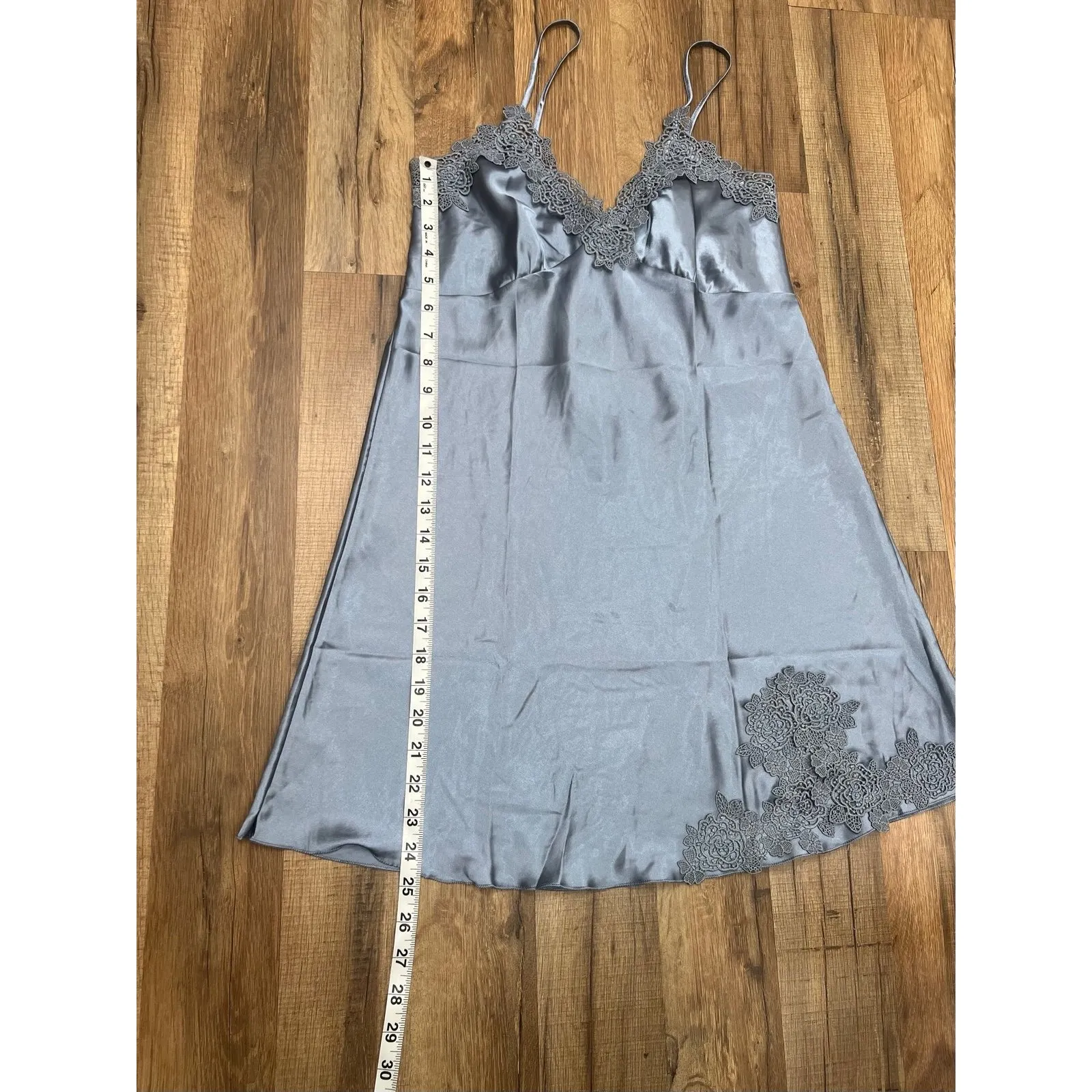 NWOT Heather Silky Lace Pleated Sleeping Gown Sz‎ XL. Blue - Image 6