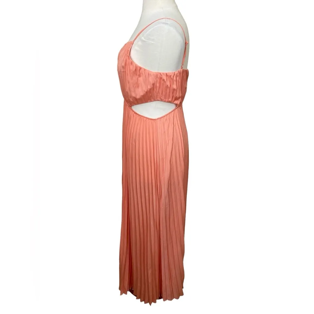Coral Pleated Cutout Maxi Dress - Image 3