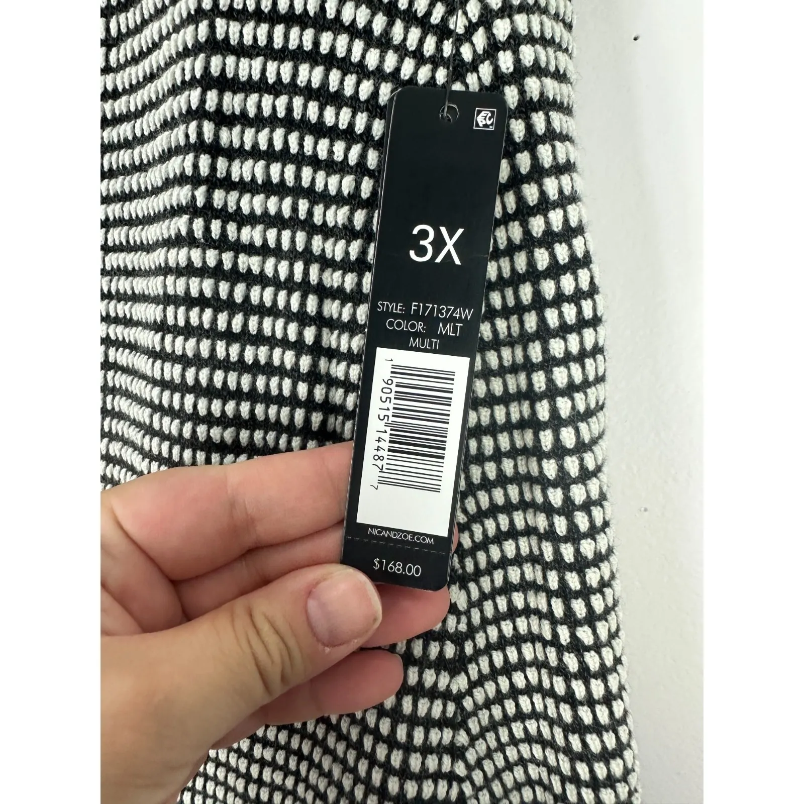 Nic + Zoe Womens‎ Textured Knit Midi Skirt Size 3X Black Geometric Career Chic - Image 5