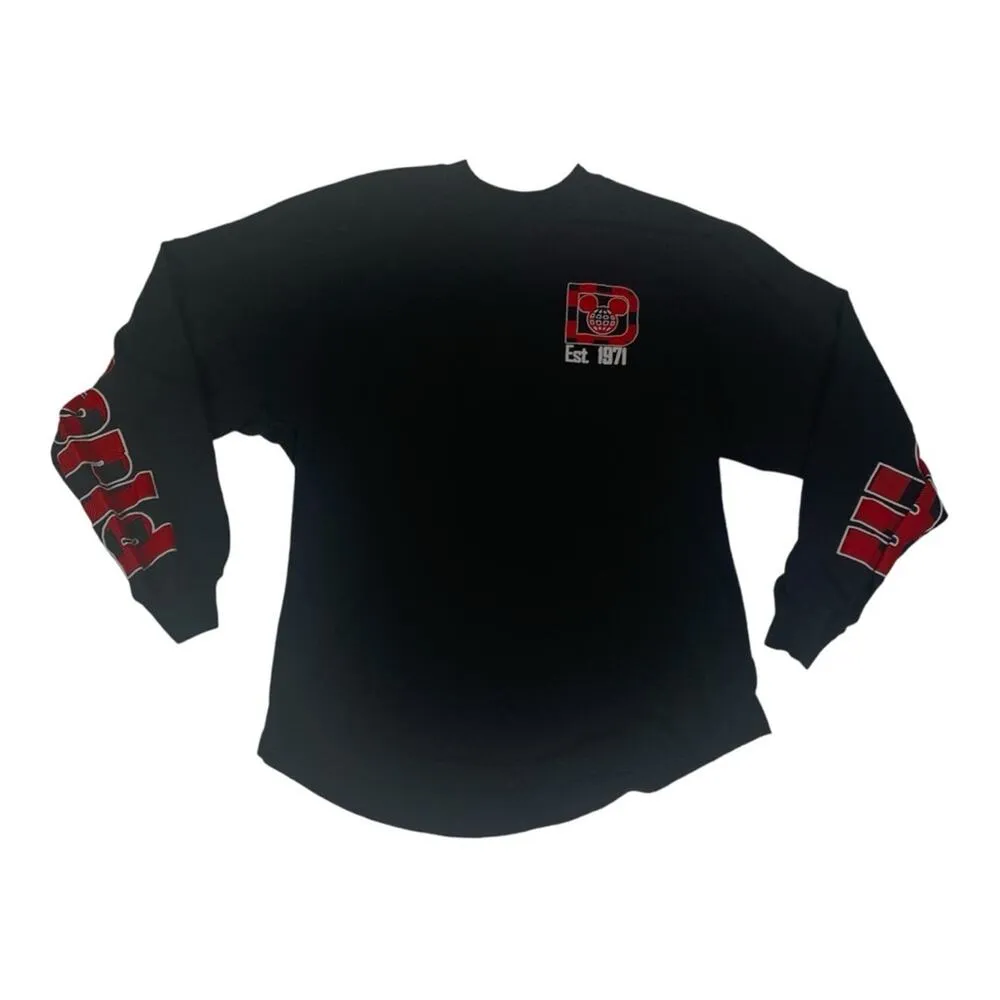 Disney women's XS spirit jersey black red plaid long sleeve extra small WDW - Image 2