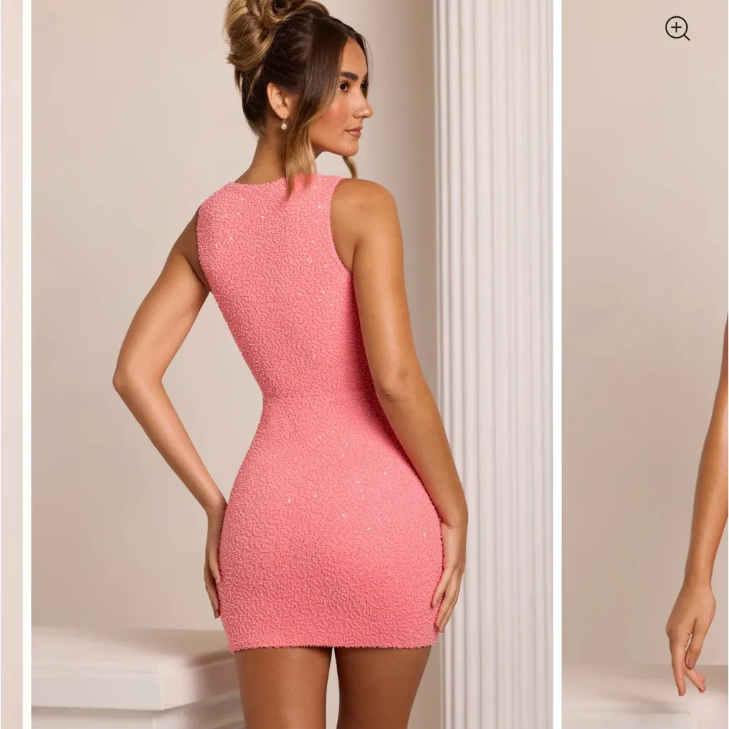 Coral Pink Oh Polly Embellished Mini Dress - Image 2