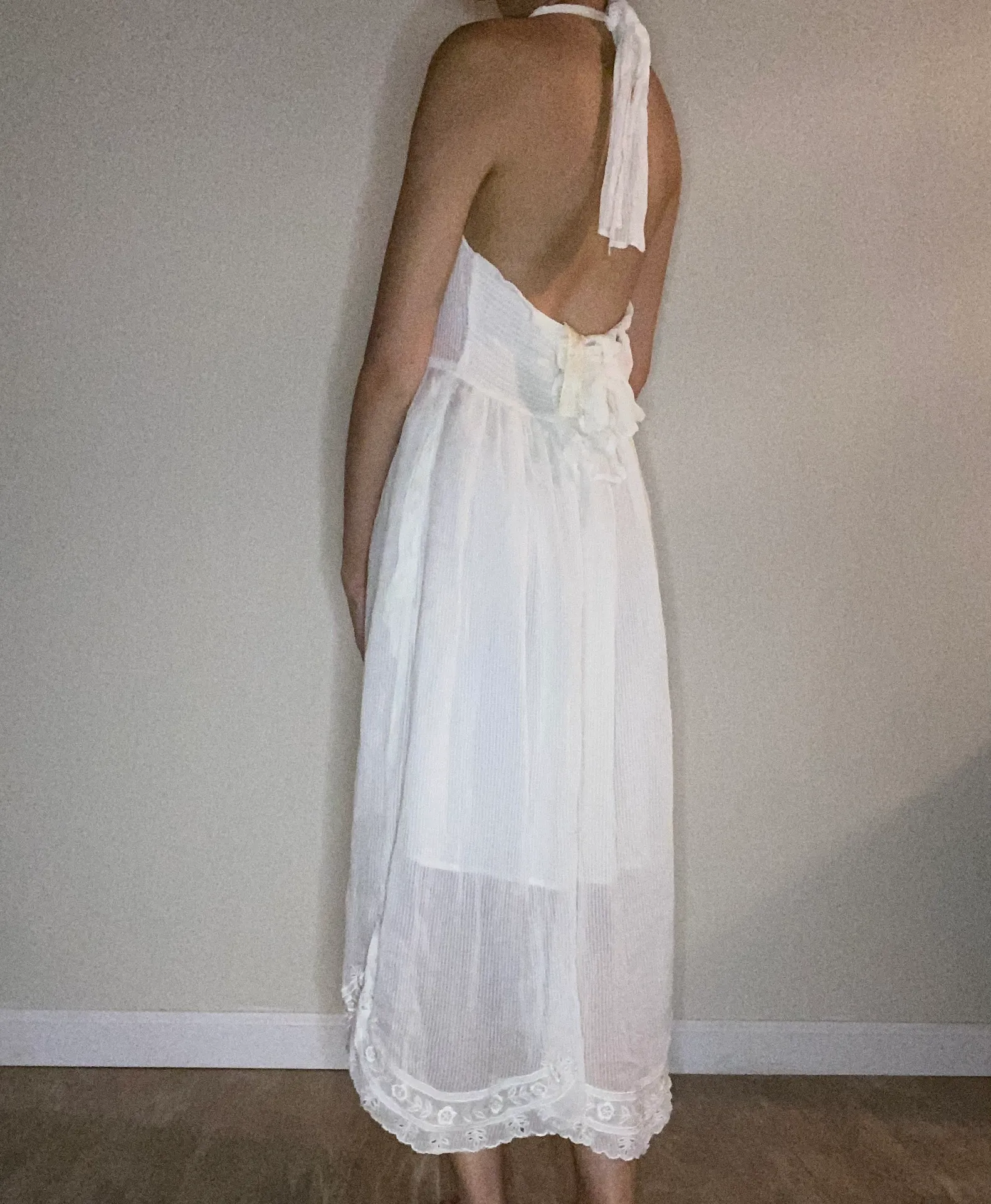 New Romantics collection dainty lace halter tie white dress S - Image 6