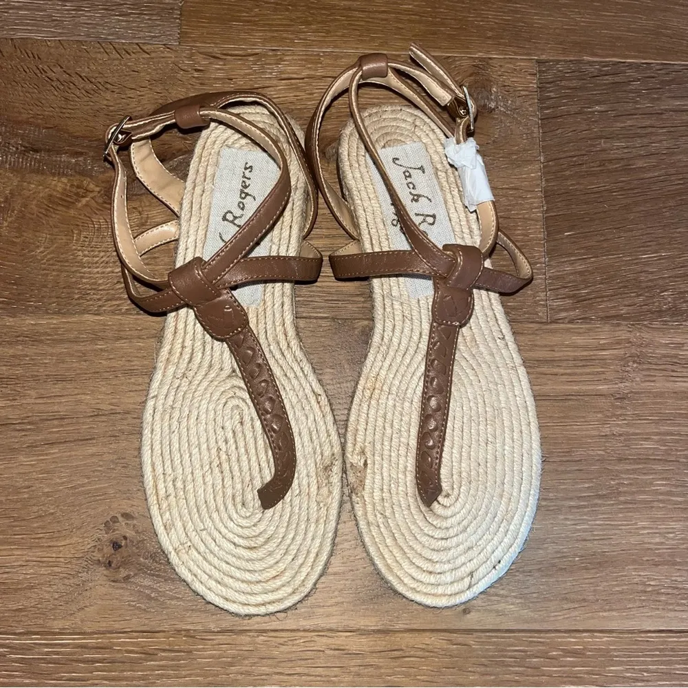 Jack Rogers NEW Evie Jute thong sandals brown 7 - Image 2