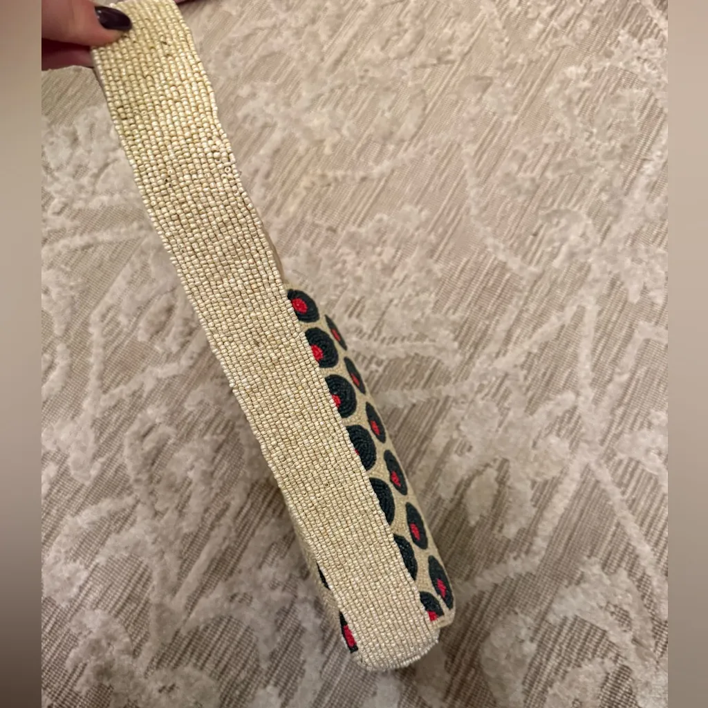 NWT Olive Olives Beaded Shoulder Bag Green Red Nude Beige America & Beyond Tan - Image 3