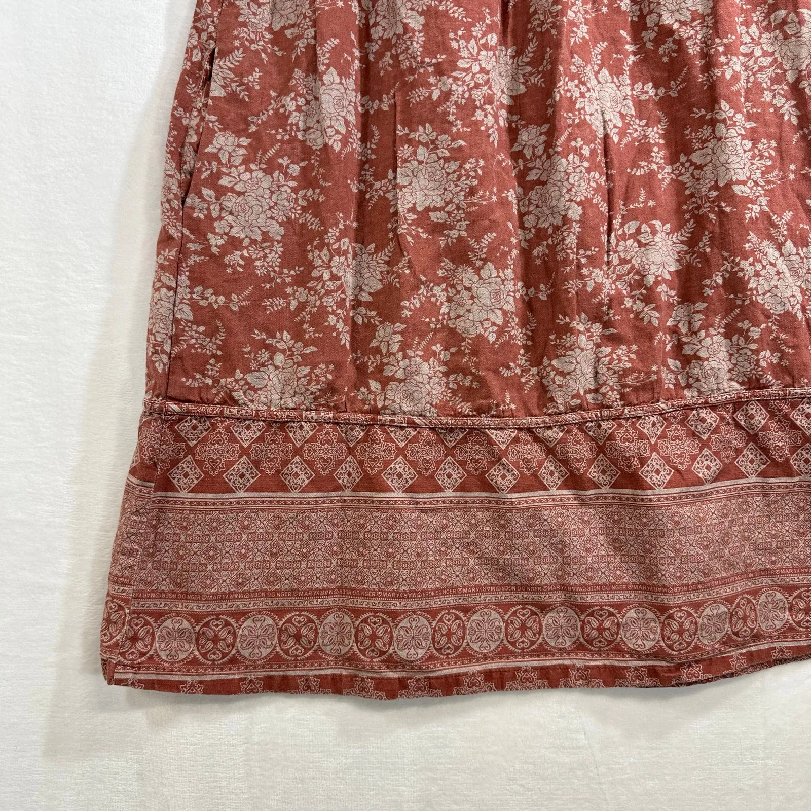 To Youmi Pink Floral Dress Midi‎ Smocked Printed Boho Tassel Spring Patterned Size L - Image 6