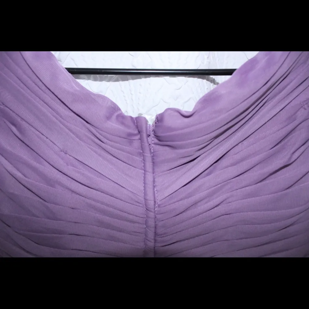 Crisscross Off-the-Shoulder Mesh Bridesmaid Dress Purple Size 2 - Image 12